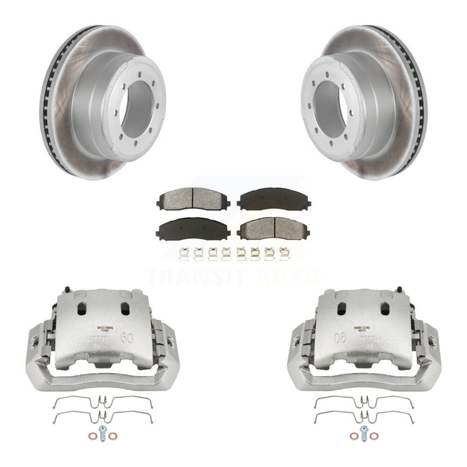 Rear Disc Brake Caliper Coated Rotor And Semi-Metallic Pad Kit For Ford F-450 Super Duty KCG-100059S