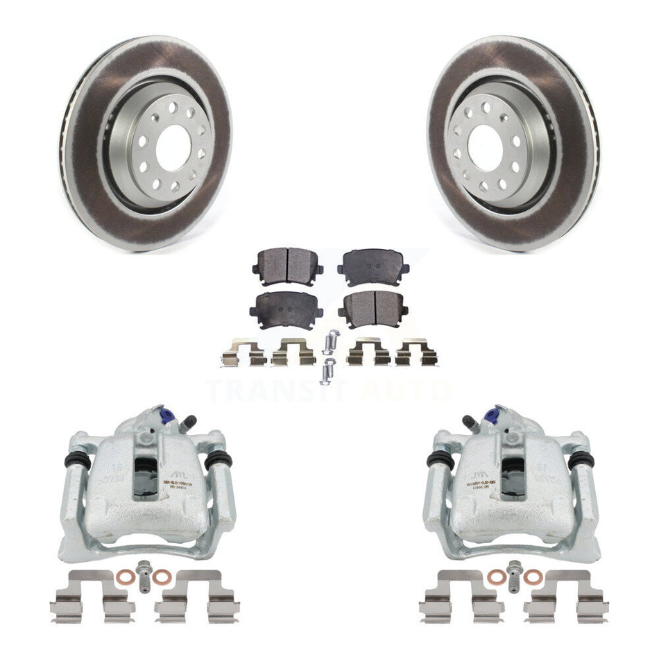 Rear Disc Brake Caliper Coated Rotors And Semi-Metallic Pads Kit For Volkswagen CC Passat KCG-100060P