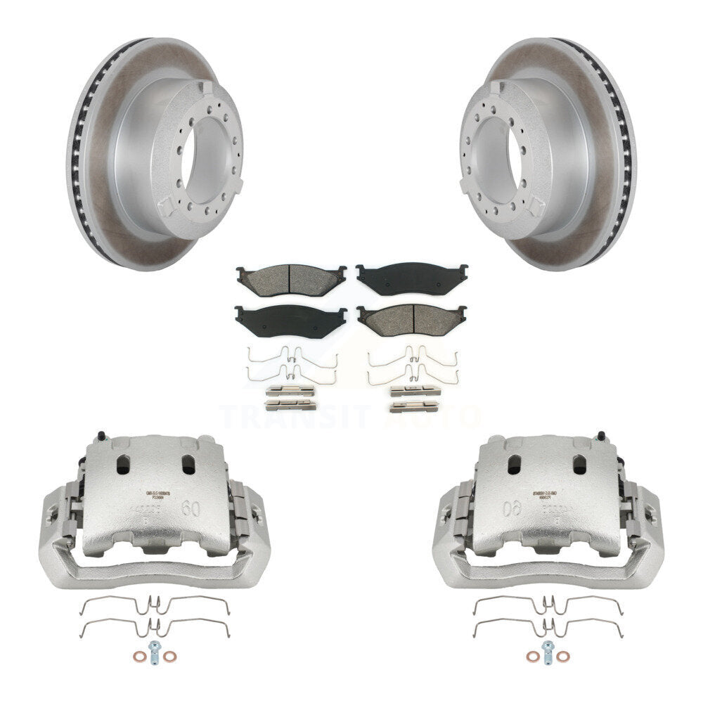 Rear Brake Caliper Coat Rotors Semi-Metallic Pad Kit For Ford F-450 Super Duty F-550 LCF KCG-100060S