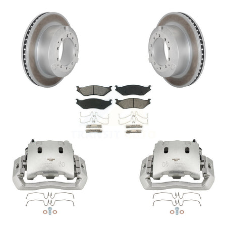 Rear Brake Caliper Coat Rotors Semi-Metallic Pad Kit For Ford F-450 Super Duty F-550 LCF KCG-100060S