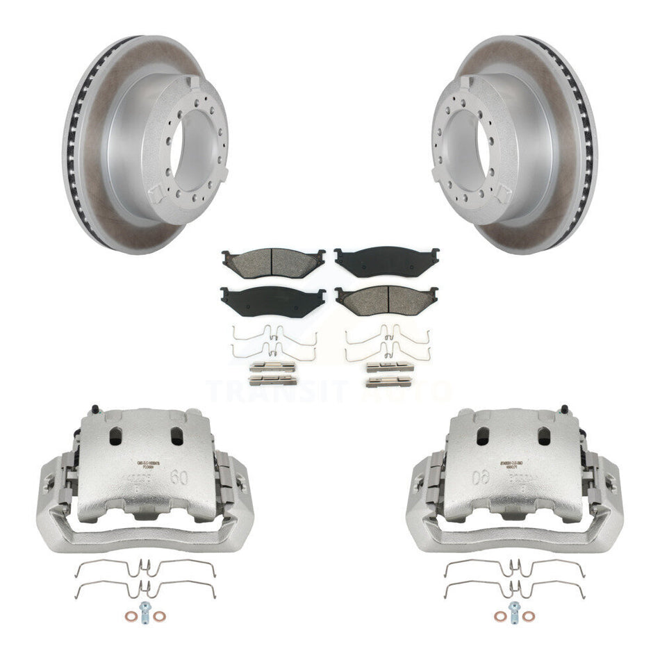 Rear Brake Caliper Coat Rotors Semi-Metallic Pad Kit For Ford F-450 Super Duty F-550 LCF KCG-100060S