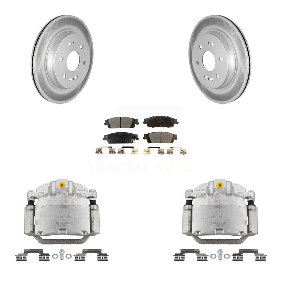 Rear Brake Caliper Coat Rotors Semi-Metallic Pad Kit For Chevrolet Silverado 1500 LD GMC KCG-100061P