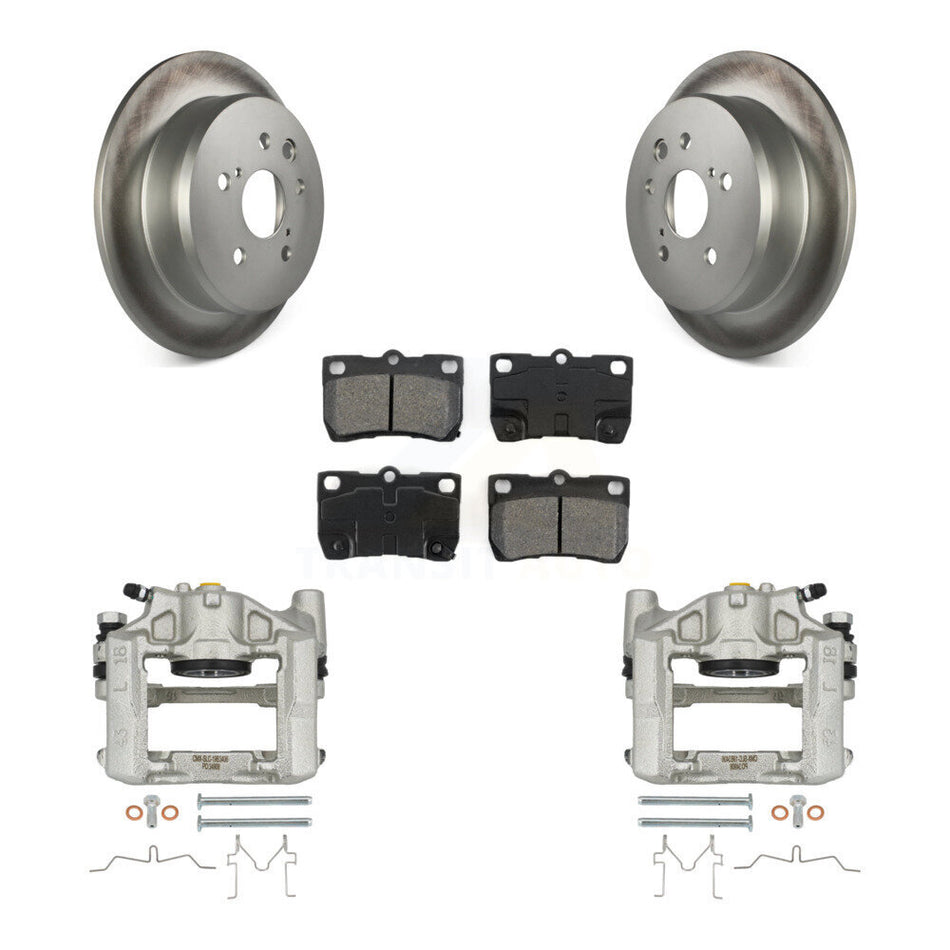 Rear Disc Brake Caliper Coat Rotors Semi-Metallic Pad Kit For 2010-2011 Lexus IS250 Base KCG-100063S