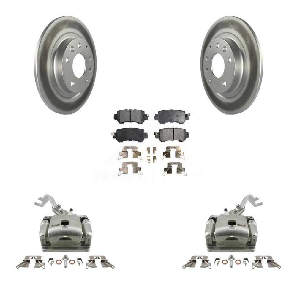 Rear Disc Brake Caliper Coated Rotors And Ceramic Pads Kit For 2016-2018 Mazda CX-3 KCG-100063T