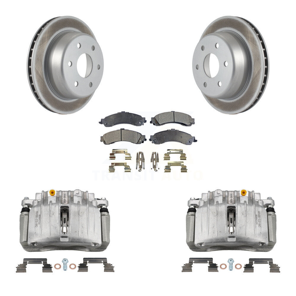 Rear Brake Caliper Coat Rotor Ceramic Pad Kit For Chevrolet Silverado 1500 GMC Avalanche KCG-100065T