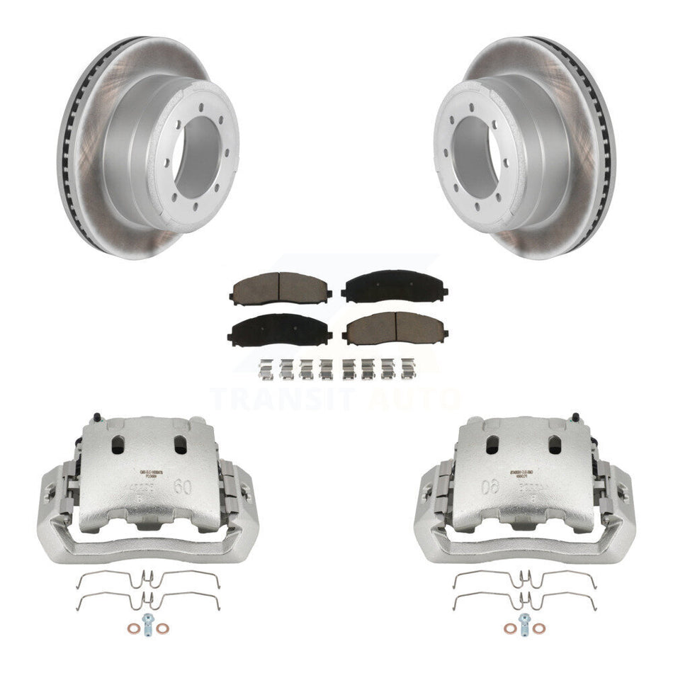 Rear Disc Brake Caliper Coated Rotors And Ceramic Pads Kit For Ford F-450 Super Duty KCG-100066C