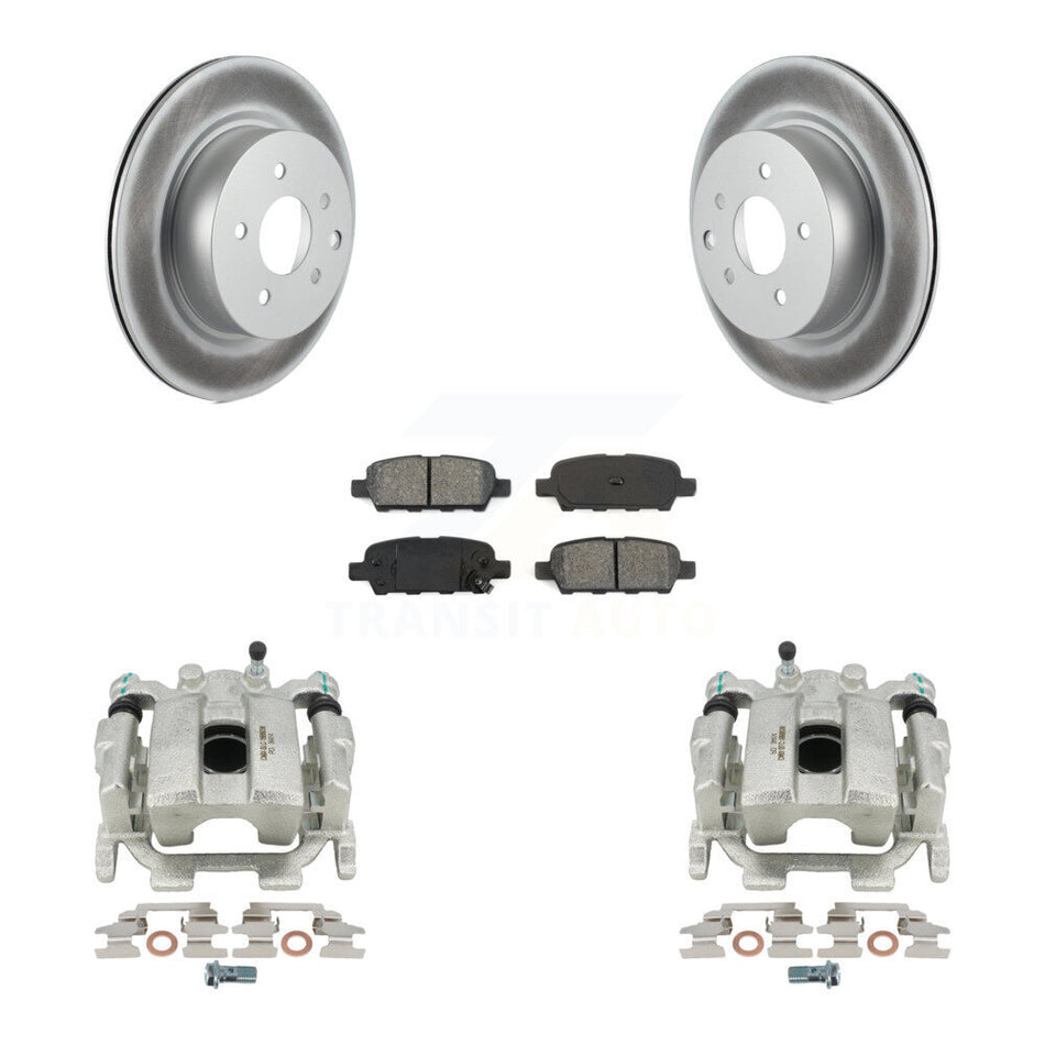 Rear Disc Brake Caliper Coated Rotors And Semi-Metallic Pads Kit For INFINITI G37 Nissan 370Z G25 Q40 M35 M45 KCG-100067S