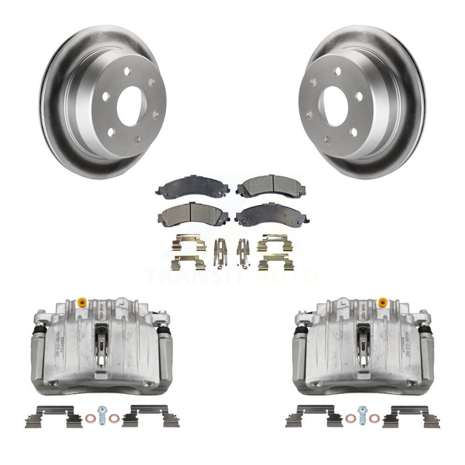 Rear Disc Brake Caliper Coat Rotors Ceramic Pad Kit For 2002 Chevrolet Suburban 1500 4WD KCG-100067T