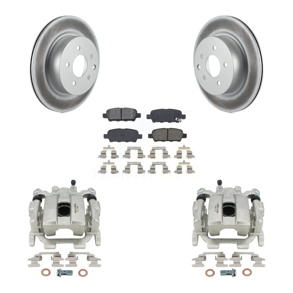 Rear Disc Brake Caliper Coated Rotors And Semi-Metallic Pads Kit For INFINITI QX50 EX35 EX37 KCG-100068S