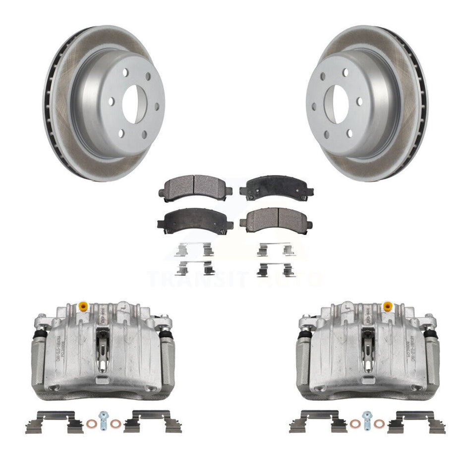 Rear Brake Caliper Coat Rotors Ceramic Pad Kit For GMC Yukon Chevrolet Tahoe XL 1500 RWD KCG-100068T