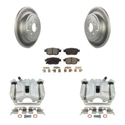 Rear Disc Brake Caliper Coated Rotors And Ceramic Pads Kit For 2006-2014 Honda Ridgeline KCG-100069T