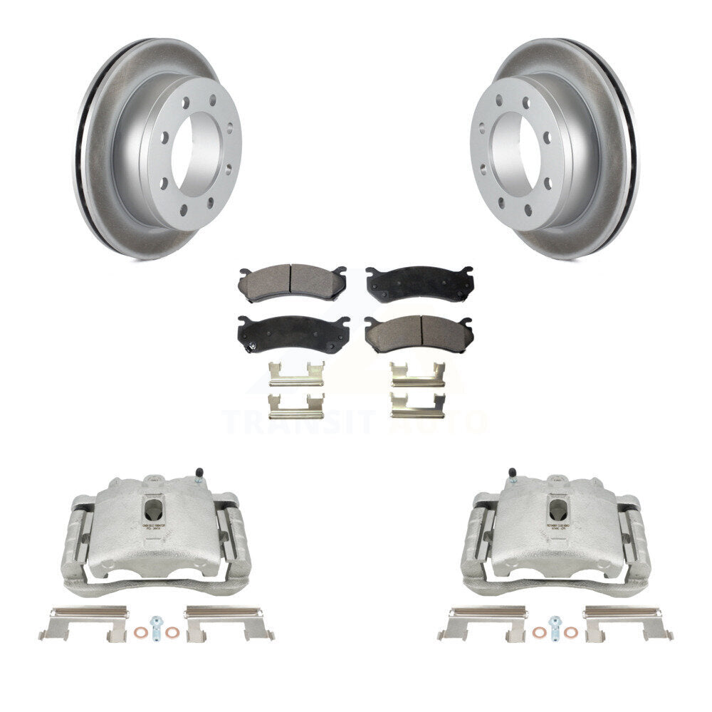 Rear Disc Brake Caliper Coated Rotors And Ceramic Pads Kit For Chevrolet Silverado 2500 HD GMC Sierra 3500 Classic Suburban Yukon XL Avalanche KCG-100070T by Transit Auto