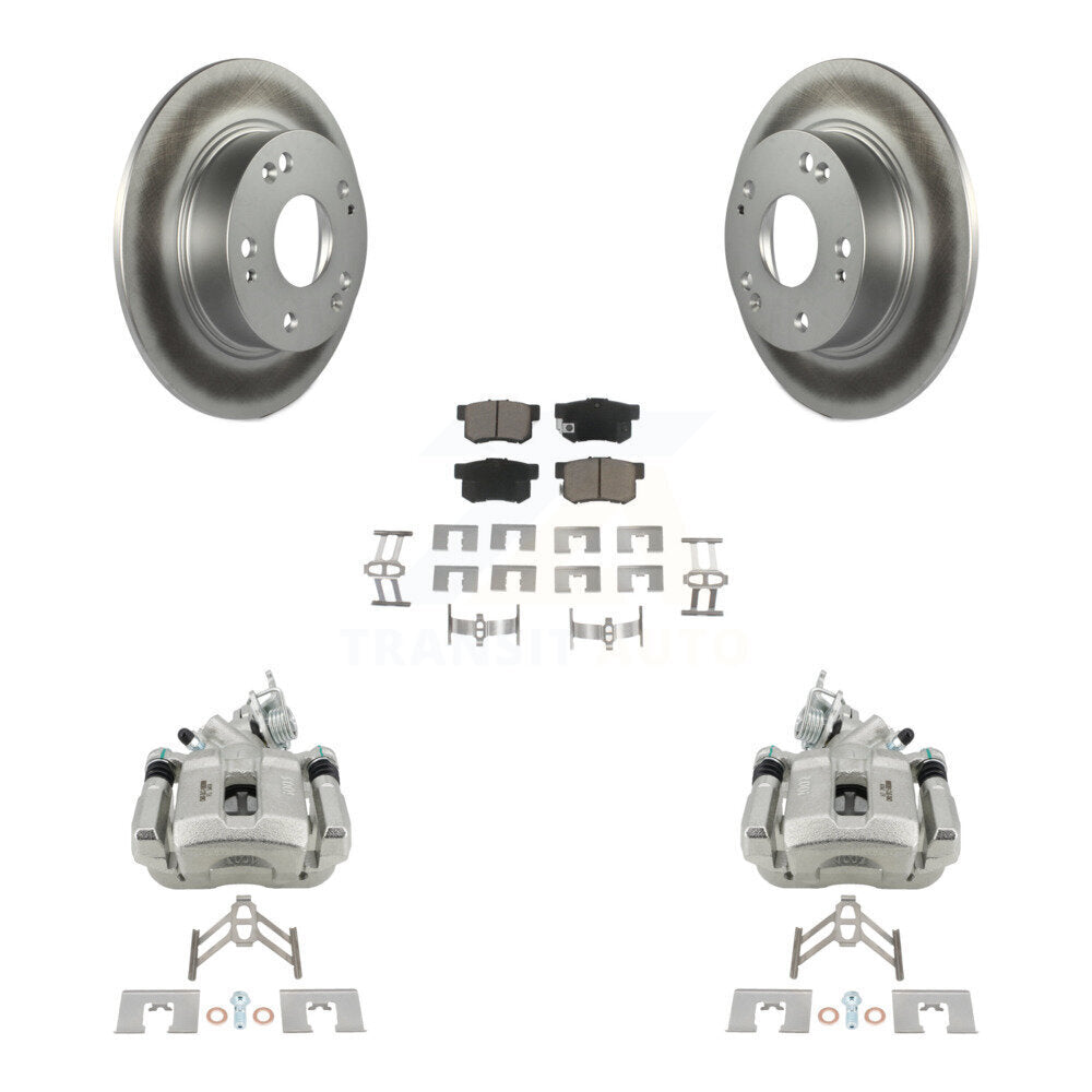 Rear Disc Brake Caliper Coated Rotors And Ceramic Pads Kit For Honda Accord Acura TSX KCG-100071C