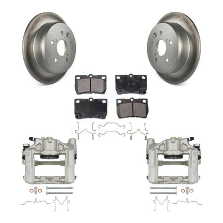 Rear Disc Brake Caliper Coat Rotors Semi-Metallic Pad Kit For 2010-2011 Lexus IS250 Base KCG-100071P