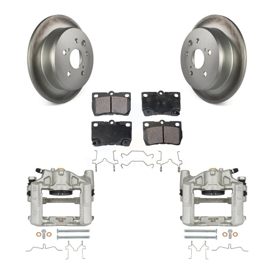 Rear Disc Brake Caliper Coat Rotors Semi-Metallic Pad Kit For 2010-2011 Lexus IS250 Base KCG-100071P
