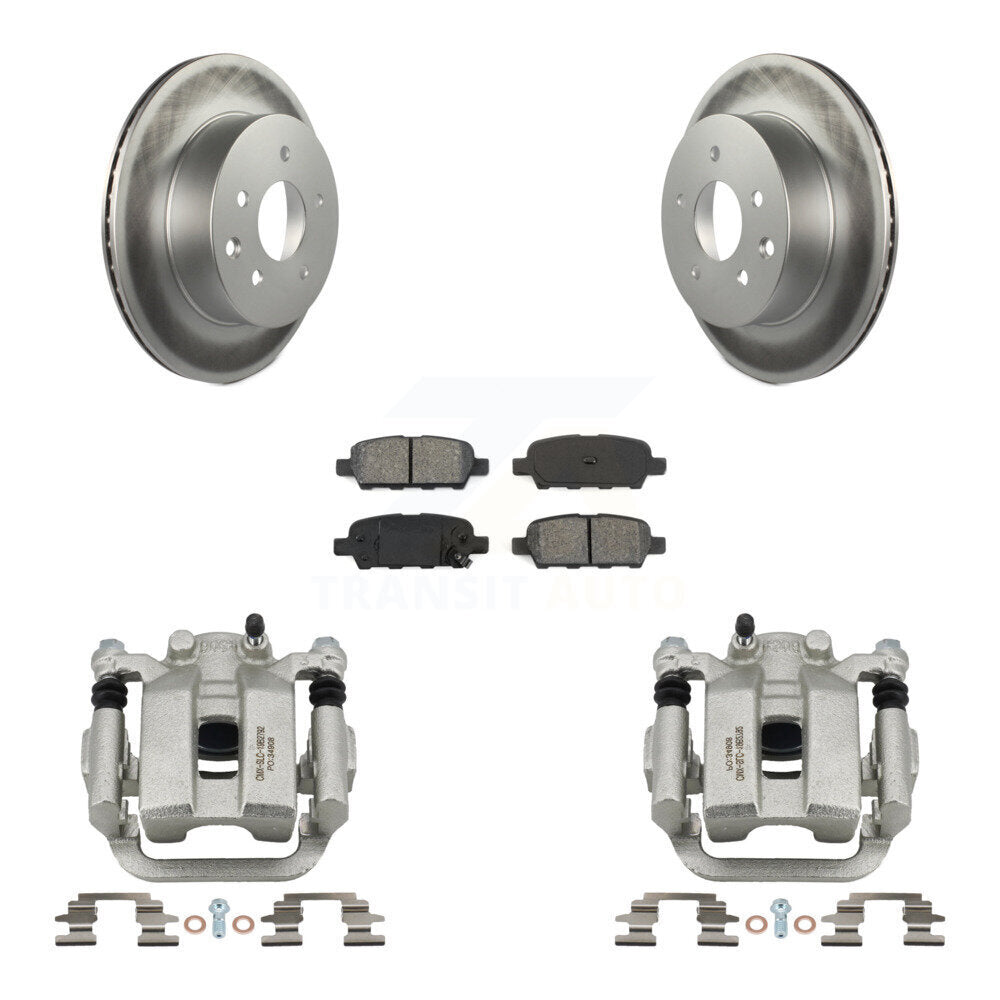 Rear Disc Brake Caliper Coated Rotors And Semi-Metallic Pads Kit For INFINITI G35 KCG-100071S