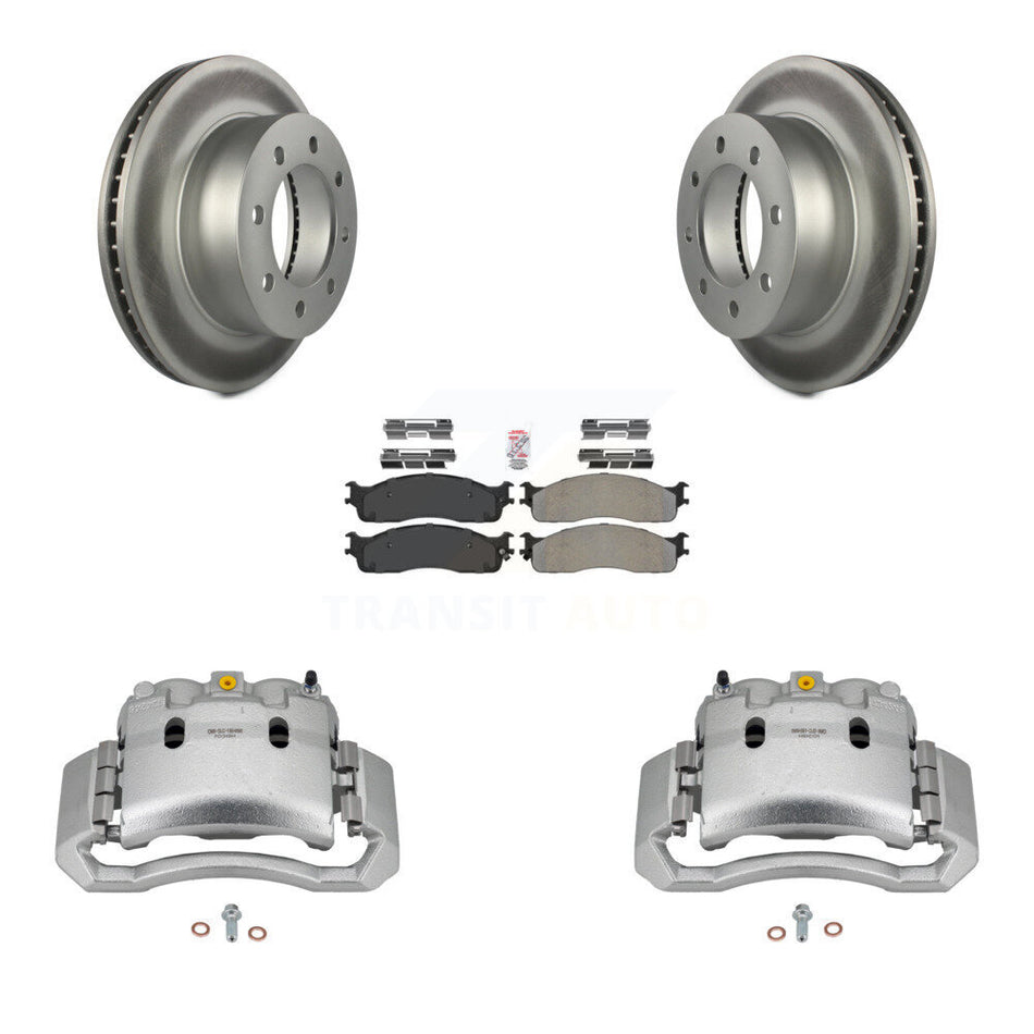 Front Disc Brake Caliper Coat Rotor & Semi-Metallic Pad Kit For Dodge Ram 1500 3500 2500 KCG-100072N