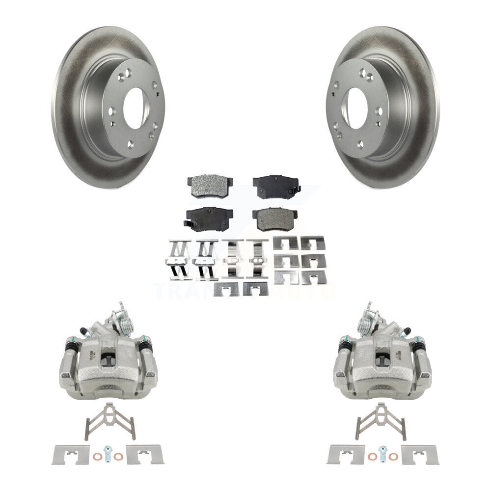 Rear Disc Brake Caliper Coat Rotors And Semi-Metallic Pad Kit For Honda Accord Acura TSX KCG-100072P