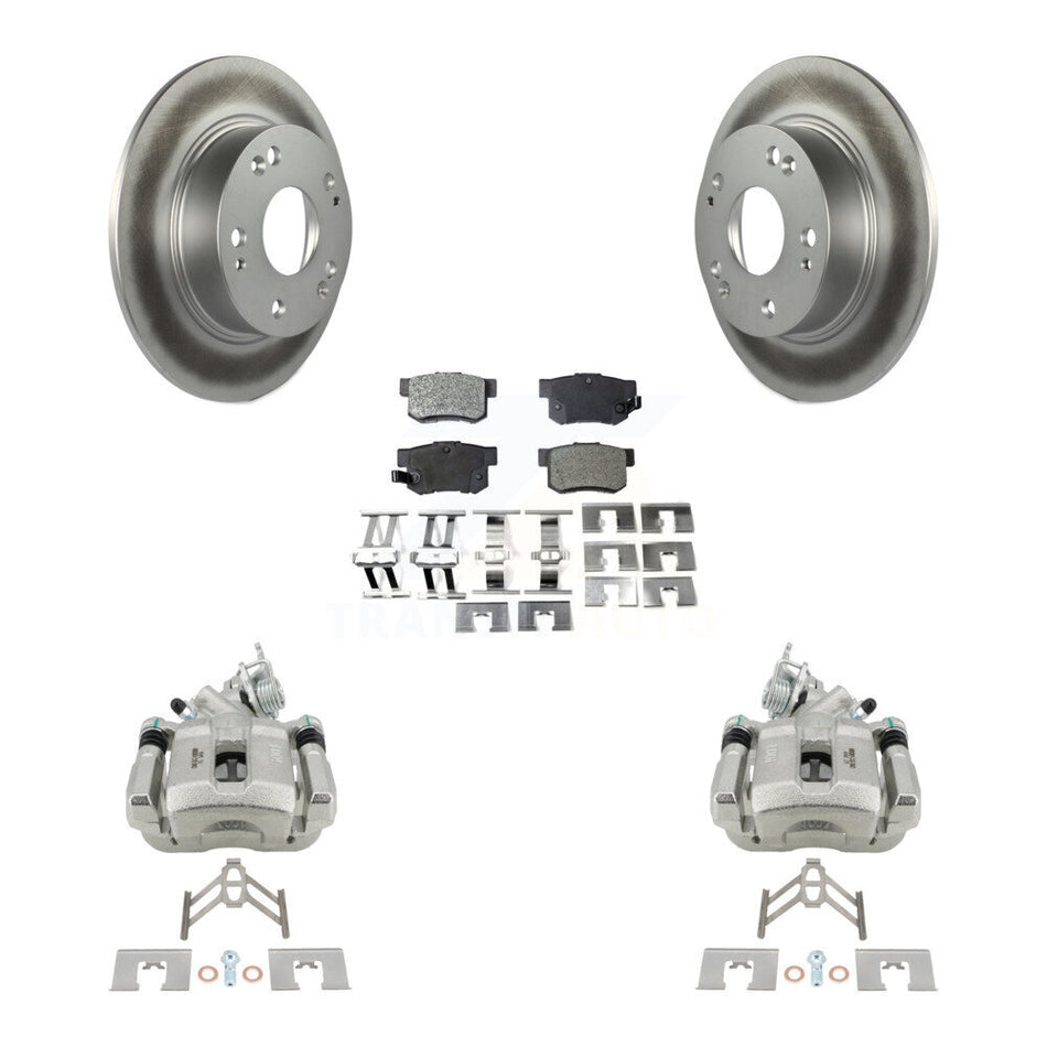 Rear Disc Brake Caliper Coat Rotors And Semi-Metallic Pad Kit For Honda Accord Acura TSX KCG-100072P