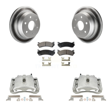 Rear Disc Brake Caliper Coated Rotors And Ceramic Pads Kit For 2003 Chevrolet Silverado 2500 HD Suburban GMC Sierra KCG-100072T by Transit Auto