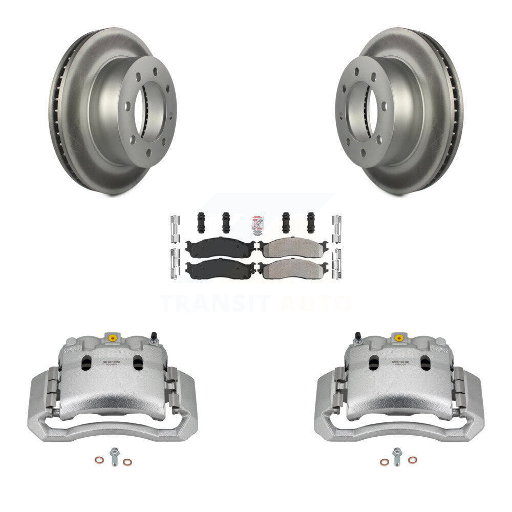 Front Disc Brake Caliper Coat Rotor & Semi-Metallic Pad Kit For Dodge Ram 1500 3500 2500 KCG-100073N