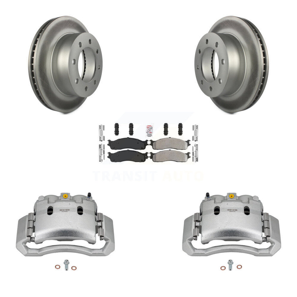 Front Disc Brake Caliper Coat Rotor & Semi-Metallic Pad Kit For Dodge Ram 1500 3500 2500 KCG-100073N