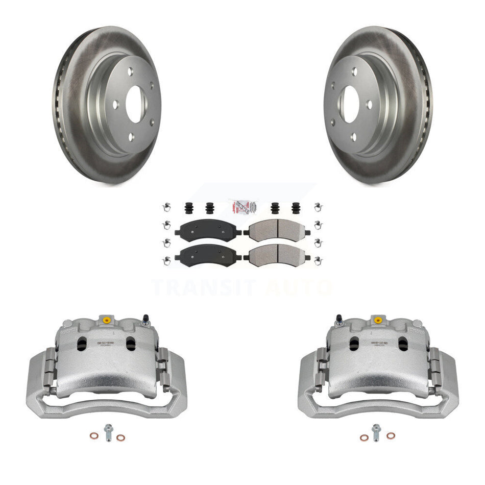 Front Disc Brake Caliper Coated Rotors And Semi-Metallic Pads Kit For Dodge Ram 1500 KCG-100074N