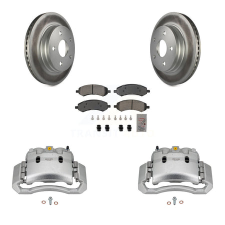 Front Disc Brake Caliper Coated Rotors And Semi-Metallic Pads Kit For Dodge Ram 1500 KCG-100075N