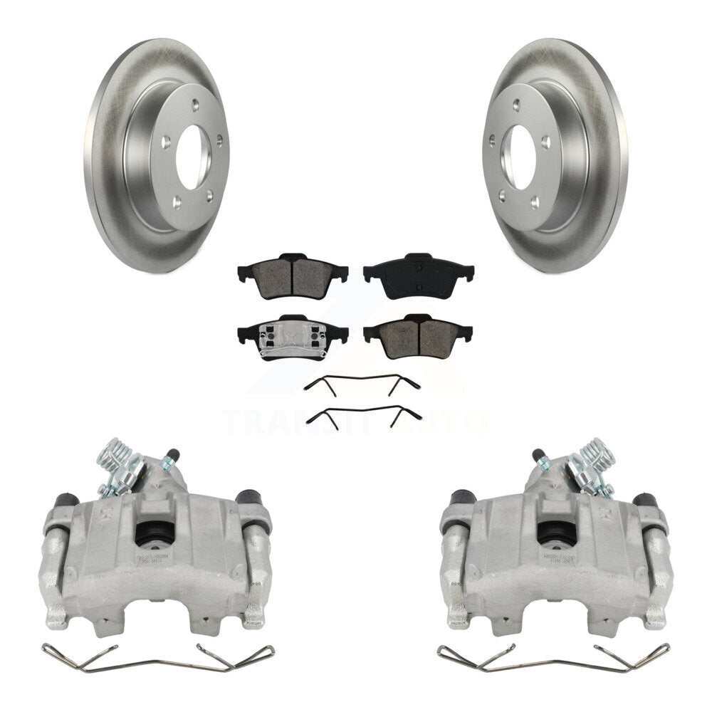 Rear Disc Brake Caliper Coat Rotors And Semi-Metallic Pad Kit For 2004-2005 Mazda 3 2.0L KCG-100075S