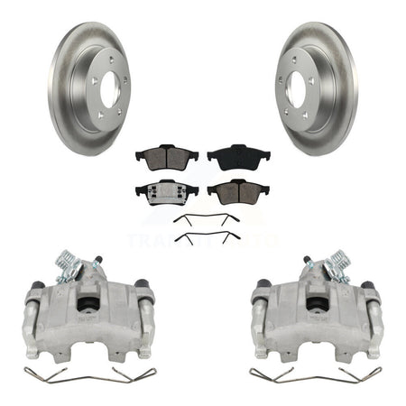 Rear Disc Brake Caliper Coat Rotors And Semi-Metallic Pad Kit For 2004-2005 Mazda 3 2.0L KCG-100075S