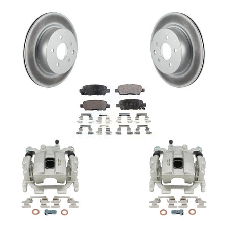 Rear Disc Brake Caliper Coated Rotors And Semi-Metallic Pads Kit For INFINITI QX50 EX35 EX37 KCG-100076P by Transit Auto