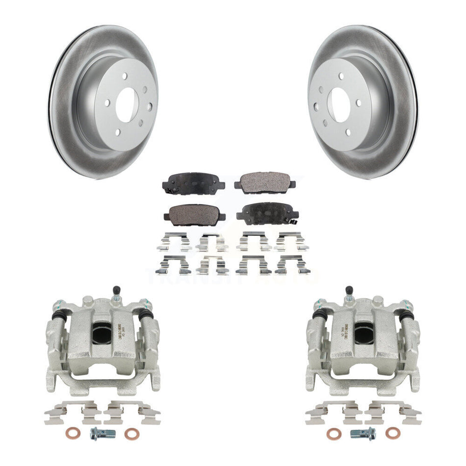 Rear Disc Brake Caliper Coated Rotors And Semi-Metallic Pads Kit For INFINITI QX50 EX35 EX37 KCG-100076P