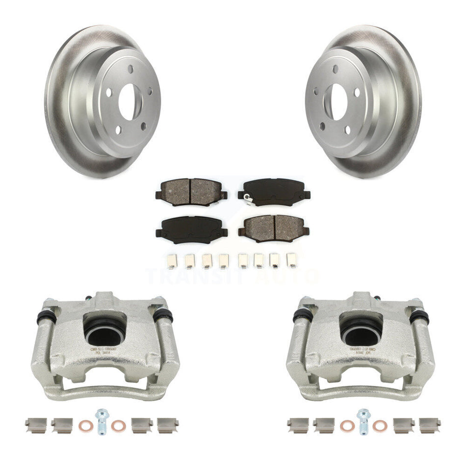 Rear Disc Brake Caliper Coated Rotors And Semi-Metallic Pads Kit For Jeep Wrangler JK KCG-100077S by Transit Auto