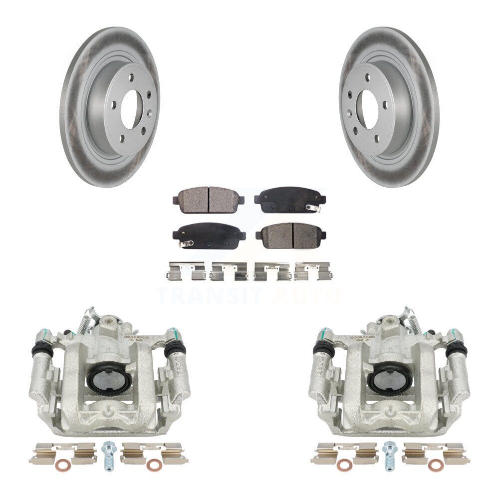 Rear Disc Brake Caliper Coated Rotors And Ceramic Pads Kit For Chevrolet Cruze Volt Cadillac ELR KCG-100078T by Transit Auto