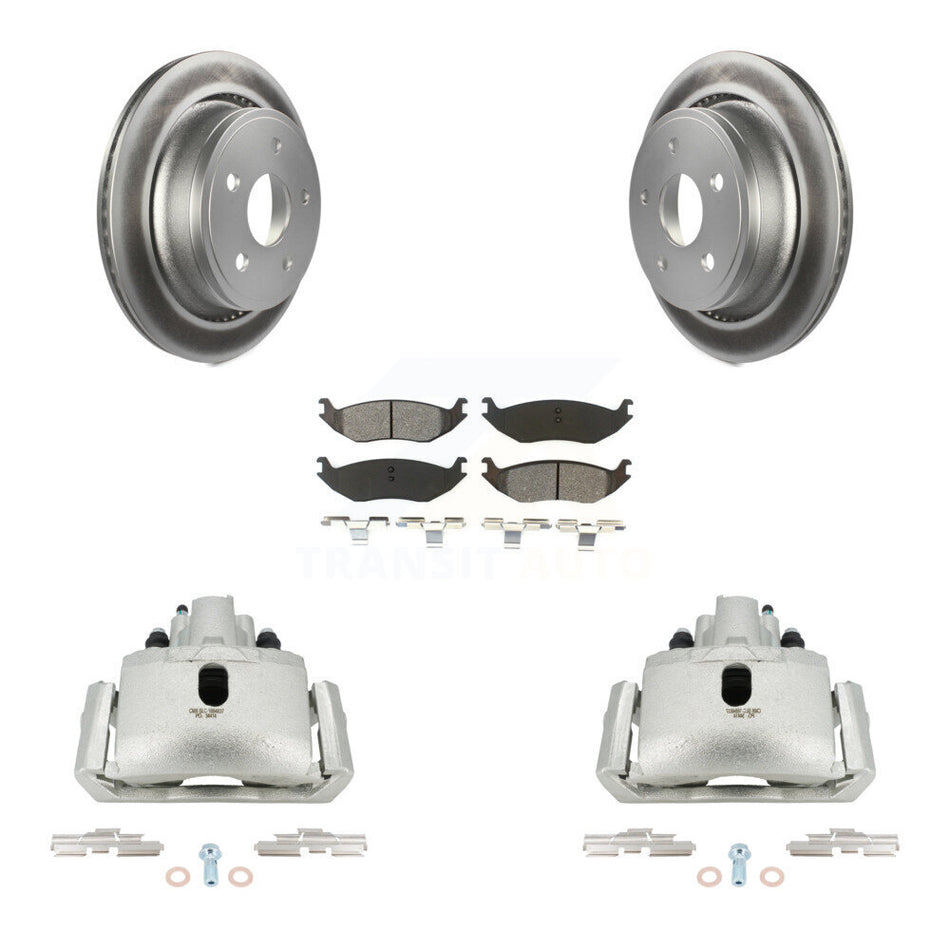 Rear Brake Caliper Coat Rotor & Semi-Metallic Pad Kit For Ram 1500 Classic Dodge Durango KCG-100079S