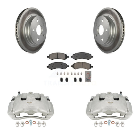 Front Disc Brake Caliper Coated Rotors And Semi-Metallic Pads Kit For Dodge Ram 1500 KCG-100080N