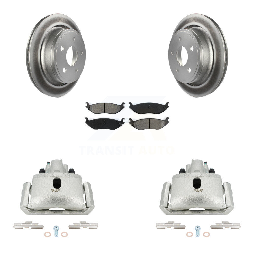 Rear Disc Brake Caliper Coated Rotors And Semi-Metallic Pads Kit For Dodge Ram 1500 KCG-100081S