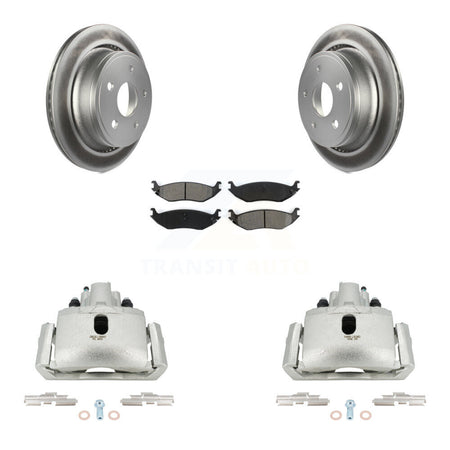 Rear Disc Brake Caliper Coated Rotors And Semi-Metallic Pads Kit For Dodge Ram 1500 KCG-100081S