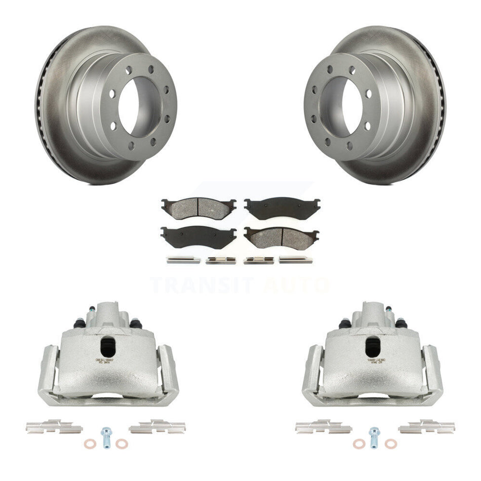 Rear Brake Caliper Coat Rotor Semi-Metallic Pad Kit For Dodge Ram 1500 With 8 Lug Wheels KCG-100082S