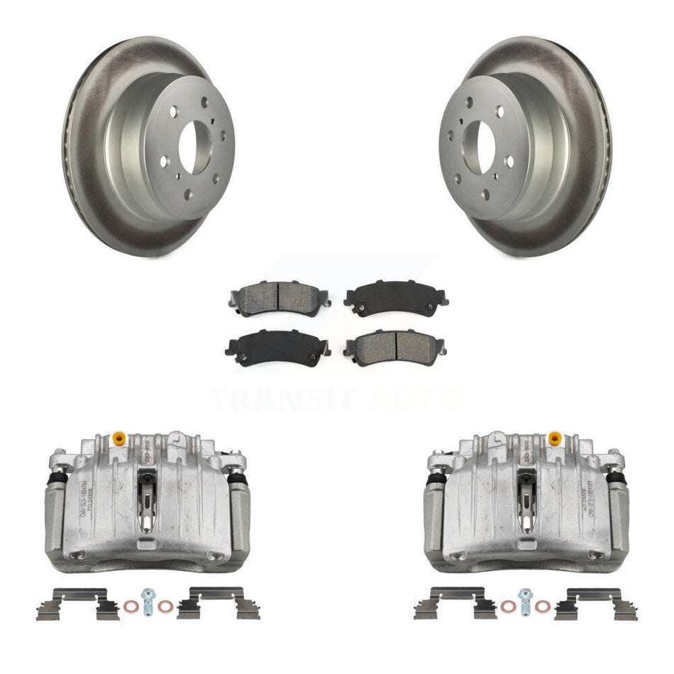 Rear Disc Brake Caliper Coat Rotor And Semi-Metallic Pad Kit For GMC Sierra 1500 Classic KCG-100085S