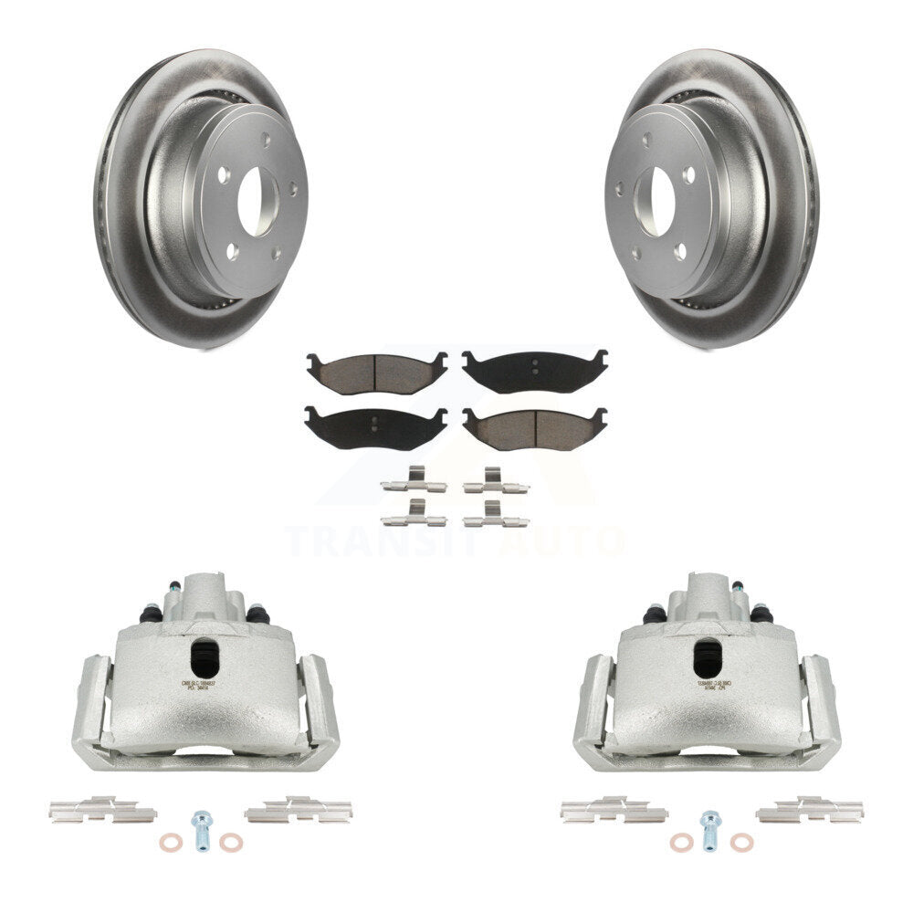 Rear Brake Caliper Coat Rotor & Ceramic Pad Kit For Ram 1500 Classic Dodge Durango Aspen KCG-100086C