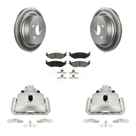 Rear Brake Caliper Coat Rotor & Ceramic Pad Kit For Ram 1500 Classic Dodge Durango Aspen KCG-100086C