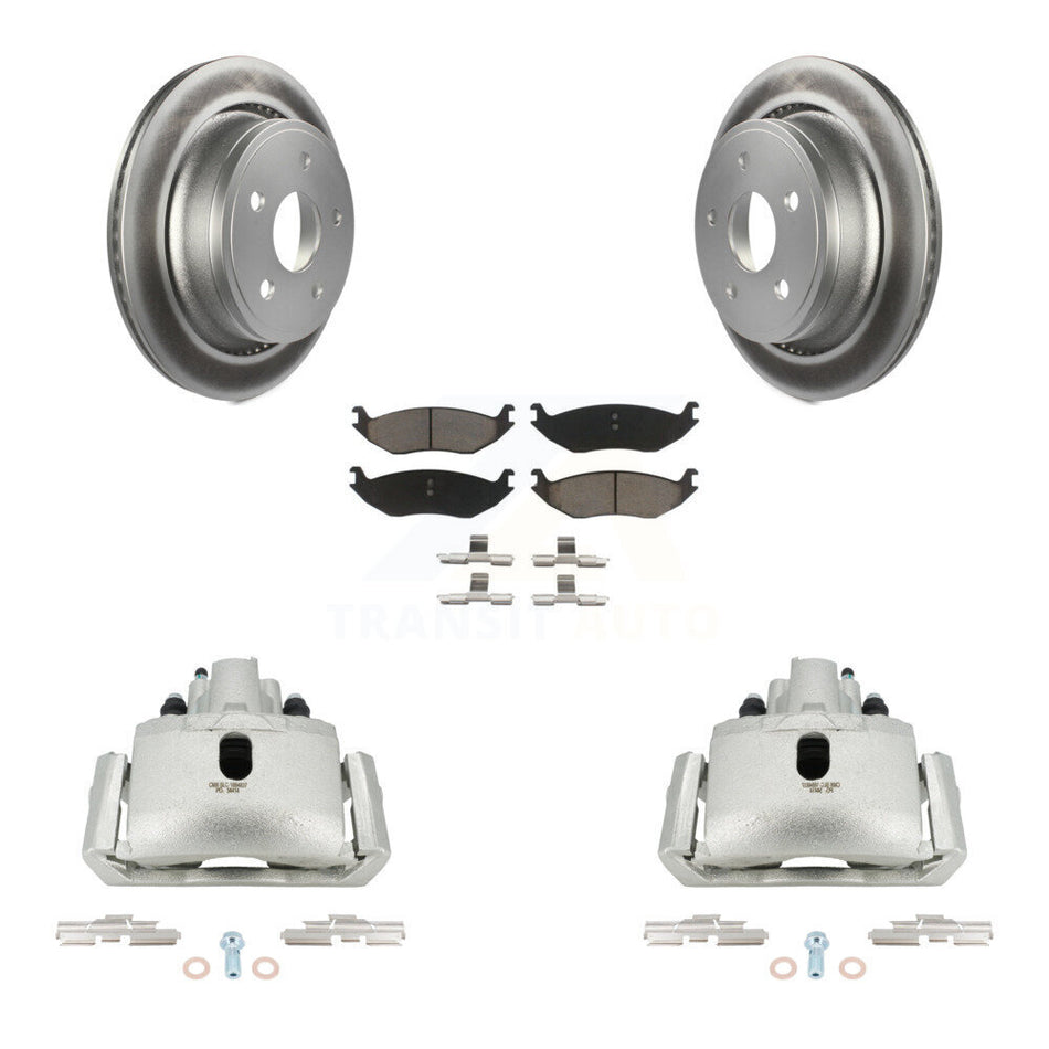 Rear Brake Caliper Coat Rotor & Ceramic Pad Kit For Ram 1500 Classic Dodge Durango Aspen KCG-100086C