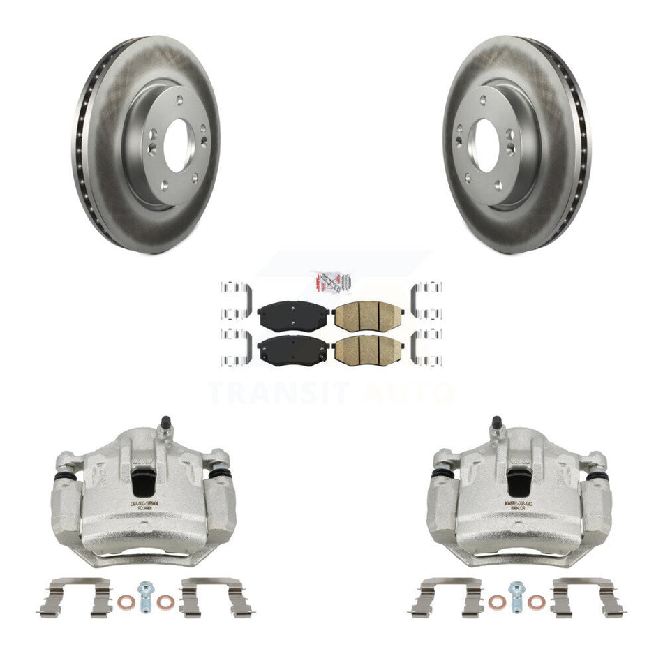 Front Disc Brake Caliper Coat Rotors Ceramic Pad Kit For Hyundai Tucson Kia Sportage FWD KCG-100086N