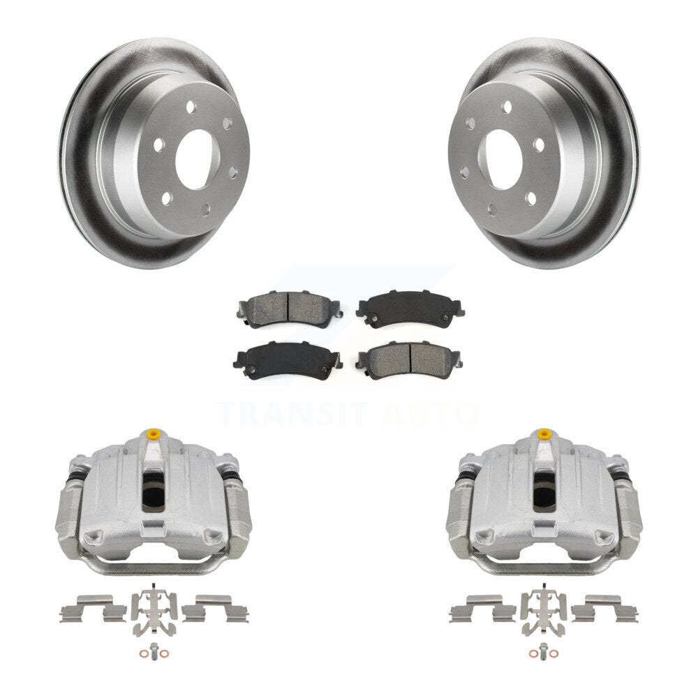 Rear Brake Caliper Coat Rotors Semi-Metallic Pad Kit For Chevrolet GMC Silverado 1500 XL KCG-100086S
