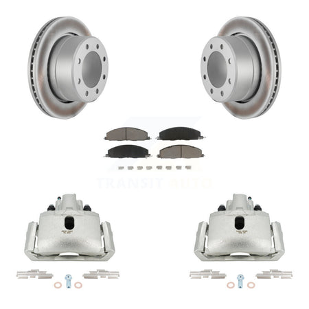 Rear Disc Brake Caliper Coat Rotor & Ceramic Pad Kit For 2012 Ram 1500 With 8 Lug Wheels KCG-100087C