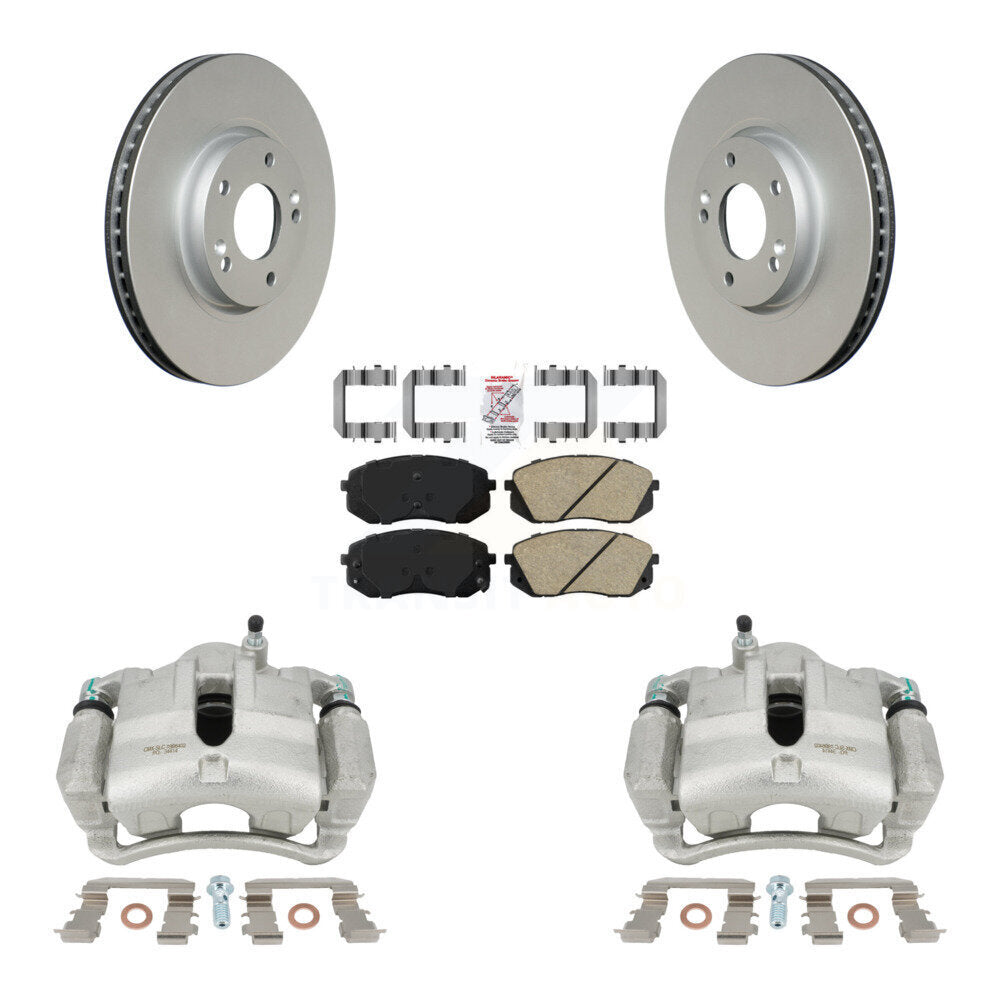 Front Disc Brake Caliper Coated Rotors And Ceramic Pads Kit For Hyundai Tucson Kia Sportage KCG-100087N by Transit Auto