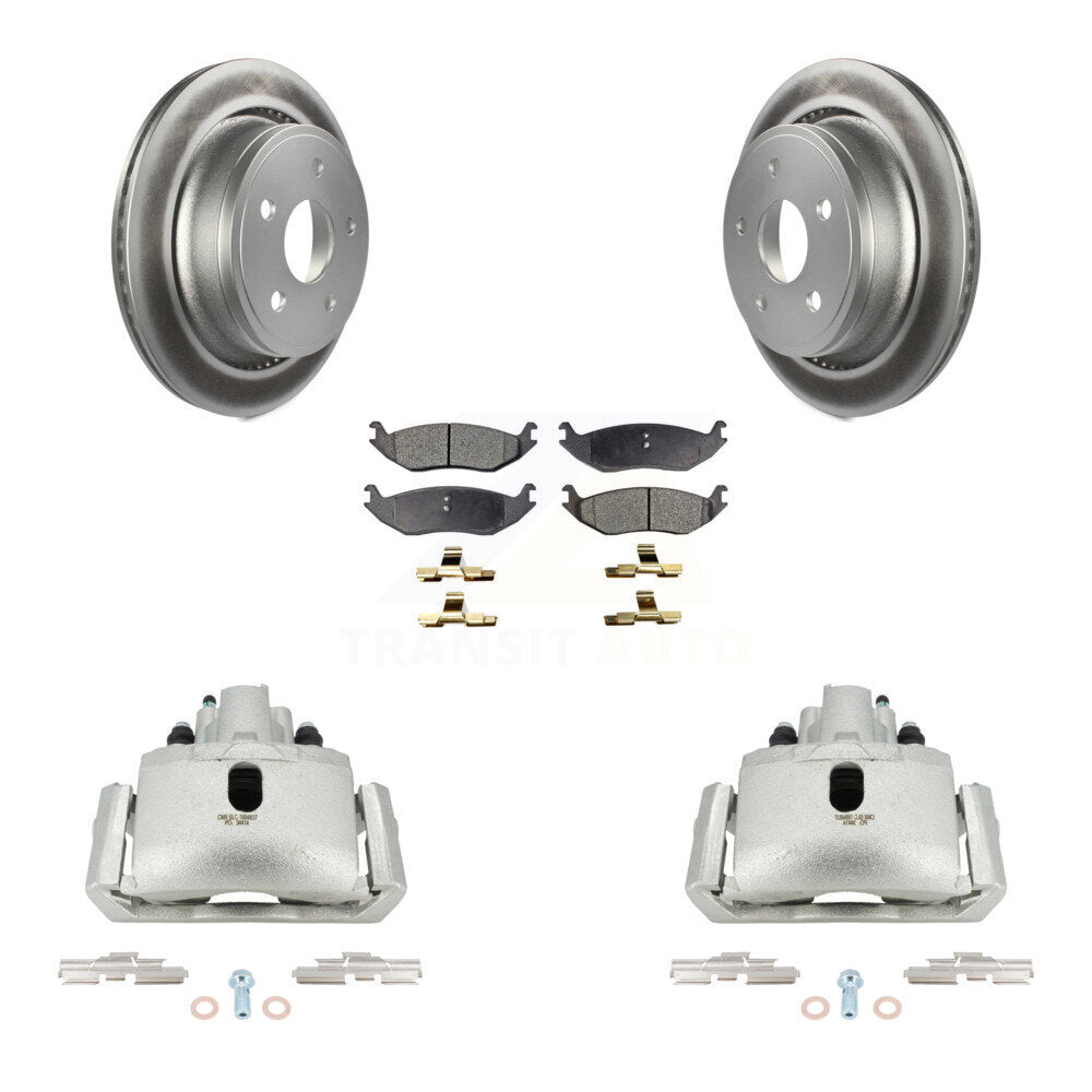 Rear Brake Caliper Coat Rotor & Semi-Metallic Pad Kit For Ram 1500 Classic Dodge Durango KCG-100087P