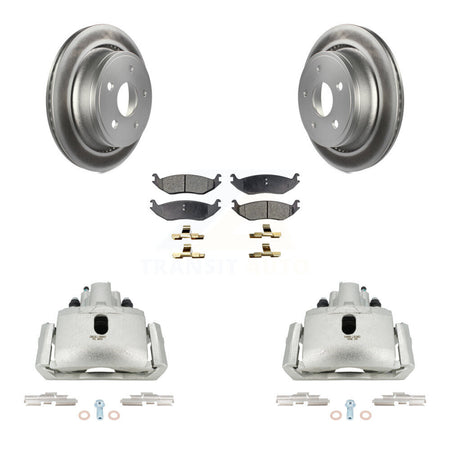 Rear Brake Caliper Coat Rotor & Semi-Metallic Pad Kit For Ram 1500 Classic Dodge Durango KCG-100087P