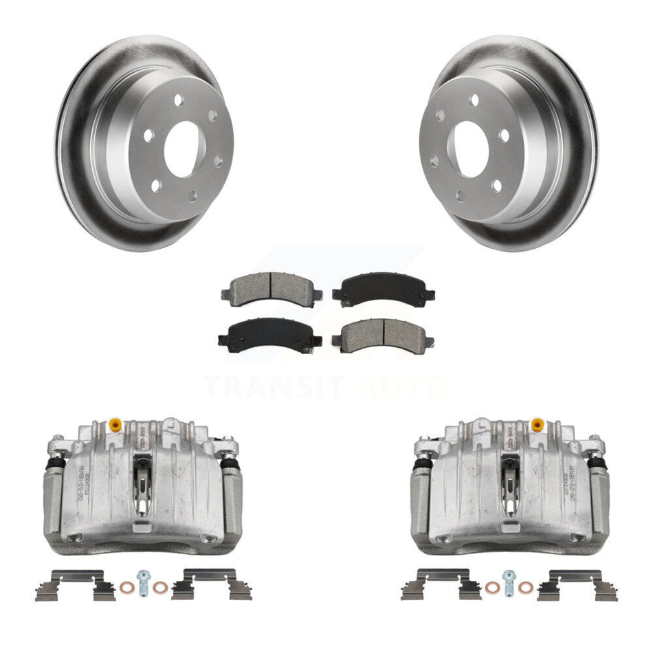 Rear Brake Caliper Coat Rotors Semi-Metallic Pad Kit For 02 Chevrolet Avalanche 1500 4WD KCG-100087S